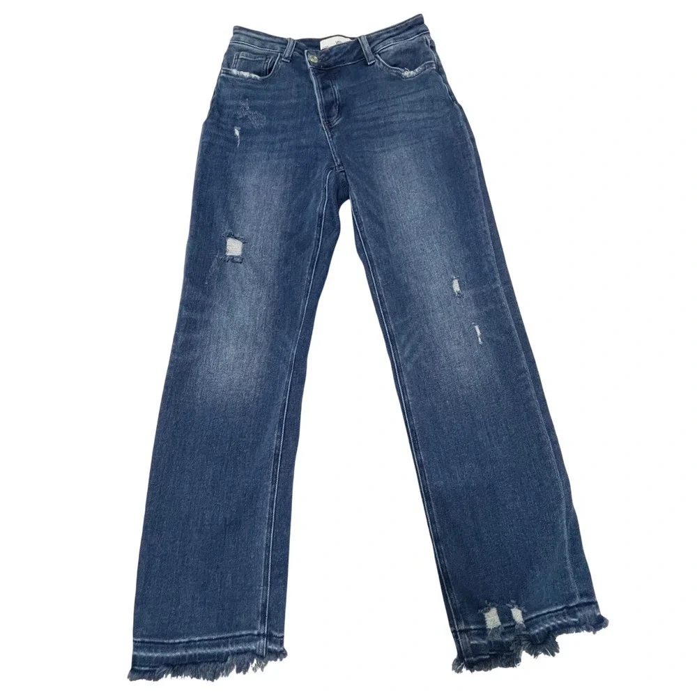 Vervet LA Womens Jeans Sz 27 Distressed High Rise Frayed Asymmetrical Button Fly